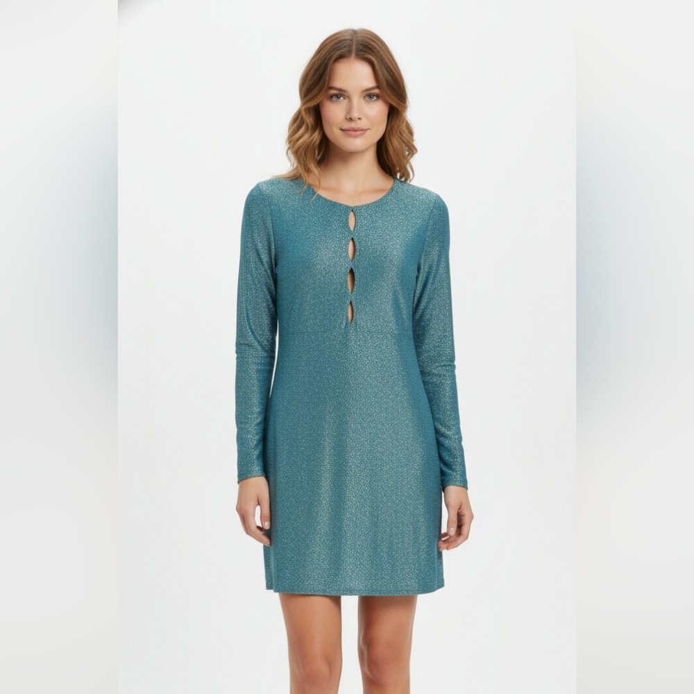Hollister Dress Blue Metallic Bodycon Party Club Bling Glam L
